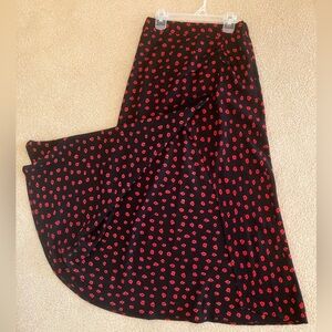 Princess Polly Black Maxi Skirt with Red Floral Print